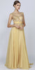 Juliet 552 Long Jewel Neckline Studded Bodice A-Line Gown