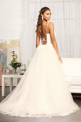 Embroidery & 3D Floral Applique Embellished V-Neck Mesh Wedding Dress - treasures-4-u-2-day