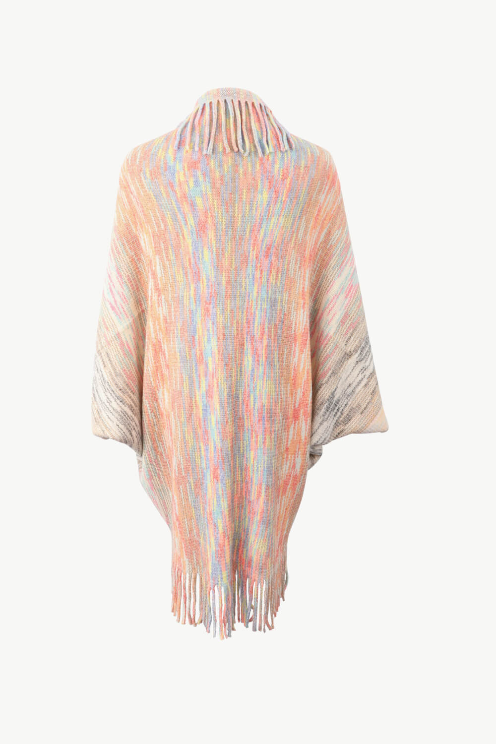 Monah Paloma Acrylic Blend Pretty-n-Plush Multicolored Fringe Trim Poncho (Multicolor)