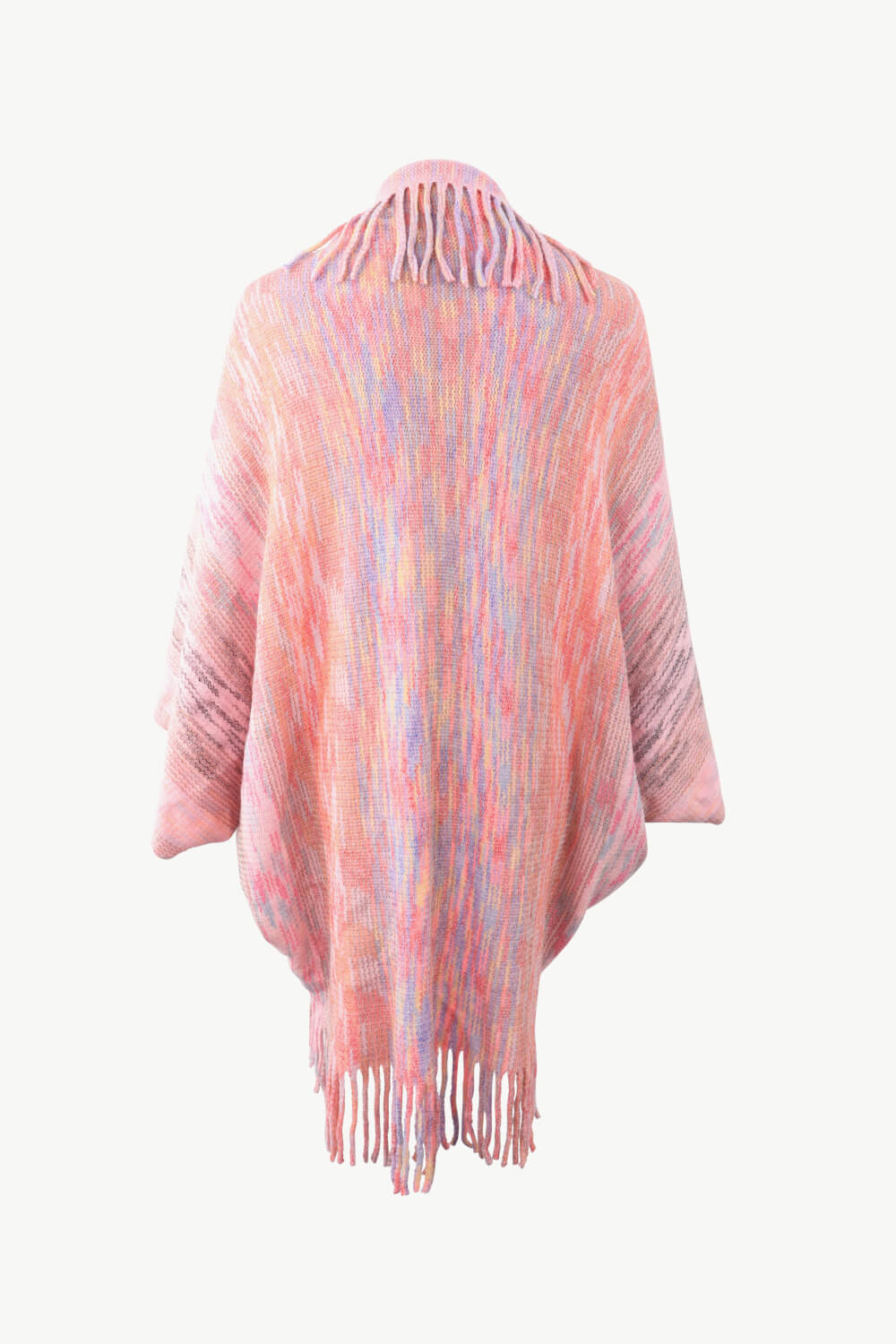 Monah Paloma Acrylic Blend Pretty-n-Plush Multicolored Fringe Trim Poncho (Multicolor)