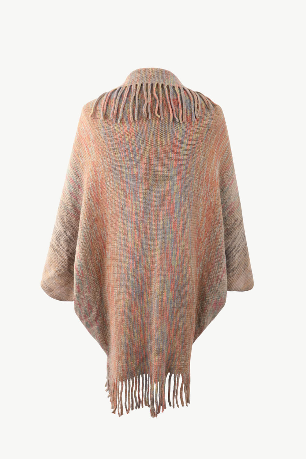 Monah Paloma Acrylic Blend Pretty-n-Plush Multicolored Fringe Trim Poncho (Multicolor)