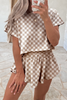 Luxury Checkerboard T Shirt and High Waist Skorts 2 Piece Outfit - treasures-4-u-2-day