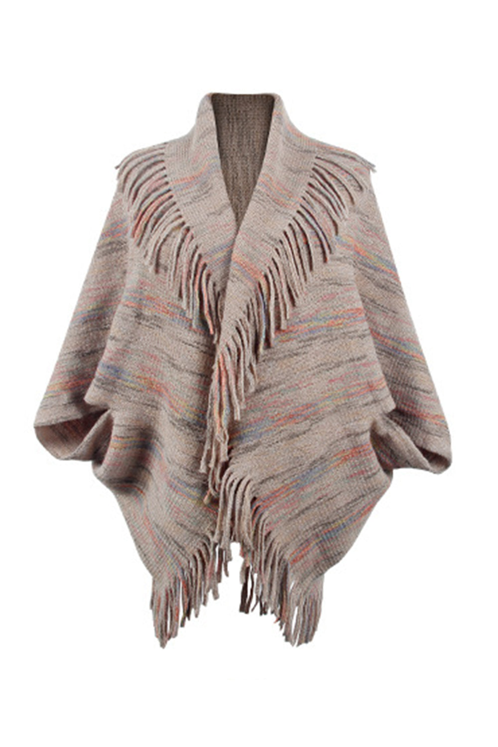 Monah Paloma 100% Polyester Pretty-n-Plush Fringe Detail Pattern Print Poncho (Multicolor)