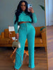 Solid Casual Two Piece Set for Women Sweatsuit Sporty Fitness Long Sleeve Top and Lace-up Wide Leg Pants Joggers Tracksuit Fall