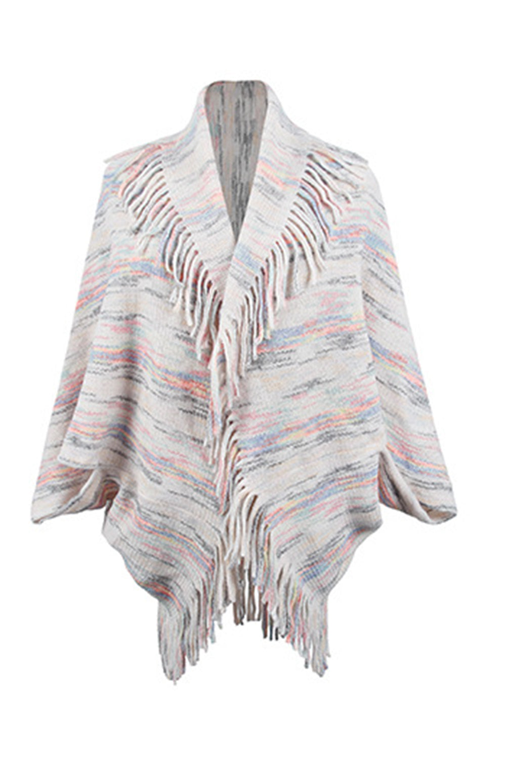 Monah Paloma 100% Polyester Pretty-n-Plush Fringe Detail Pattern Print Poncho (Multicolor)