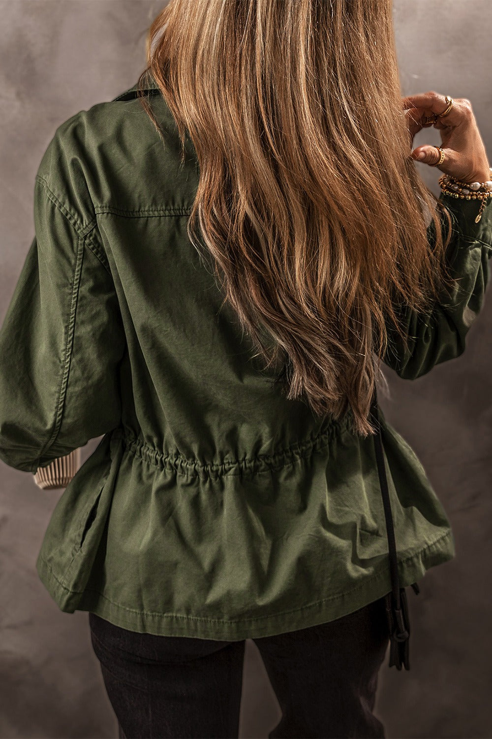 Our Best 100% Cotton Zip Up Long Sleeve Fashion Statement Jacket (Army Green)