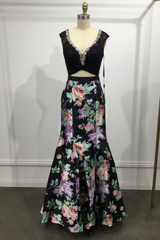Long Two-Pieces Dress with Floral Skirt - treasures-4-u-2-day