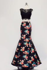 Two-Pieces Dress with Floral Print Skirt - treasures-4-u-2-day