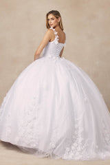 Juliet 1437 Floral Applique Quinceanera Ball Gown With 3D Flowers