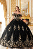 Ladivine 15701 Floral Off the Shoulder A-line Quince Ball Gown