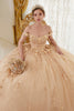 Ladivine 15702 Floral Off the Shoulder Floral Quince Ball Gown