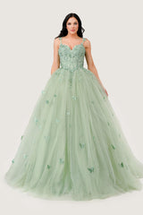 Ladivine 15718 Long Princess Layered Tulle 3D Applique Ball Gown