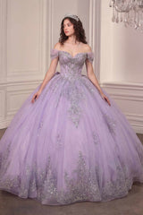 Ladivine 15730 Glitter Tulle Embroidered Lace Applique Sweet 16 Gown