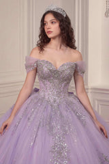 Ladivine 15730 Glitter Tulle Embroidered Lace Applique Sweet 16 Gown