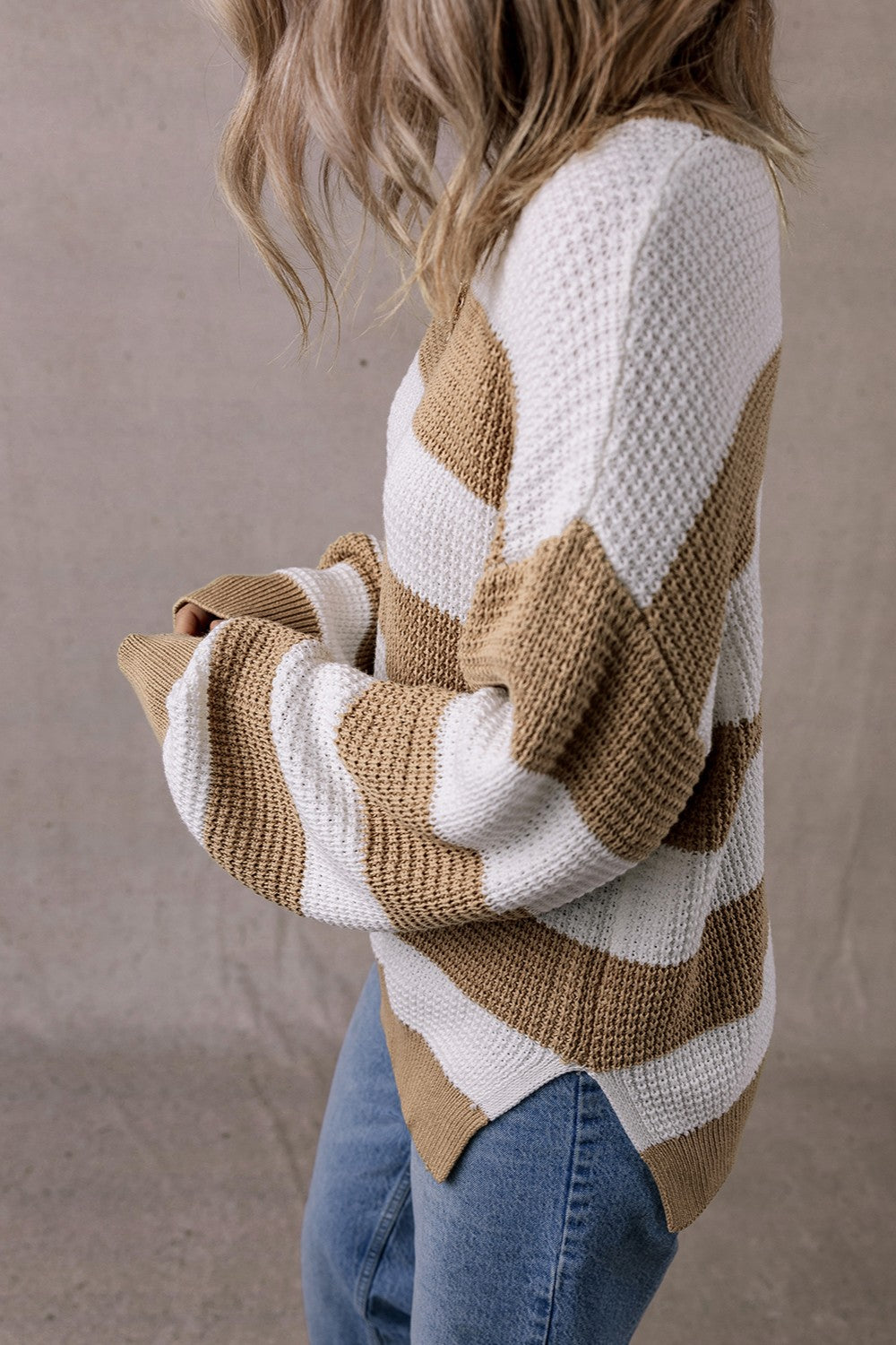 Color Block Round Neck Sweater