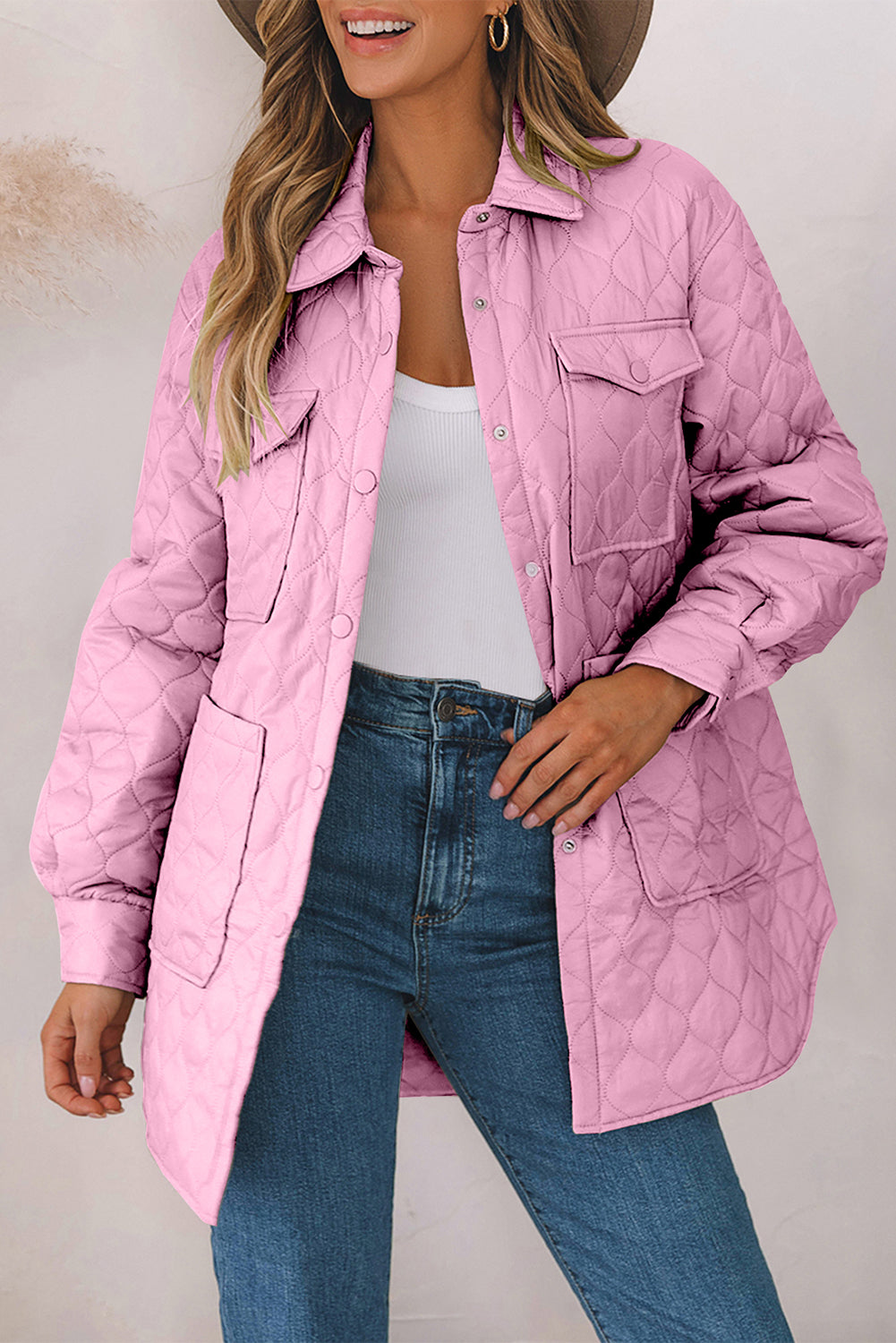 Our Best 100% Nylon Snap Down Collared Cushy Comfort Quilted Detail Winter Coat (Multicolor)