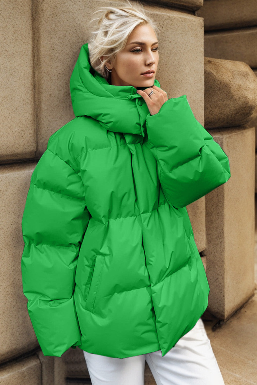 Our Best 100% Polyester Deluxe Comfy Cozy Thermal Plus Zip-Up Hooded Puffer Jacket (Multicolor)