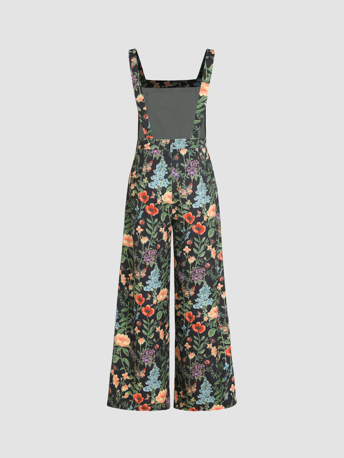 Our Best 100% Polyester Floral Graphics Print Wide Flare Gabardine Palazzo Pant Overalls (Multicolor)