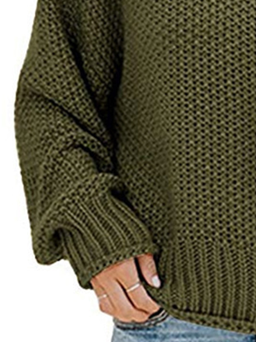 Our Best Polyester Blend Deluxe Cable Knit Turtleneck Dropped Shoulder Sweater (Multicolor)