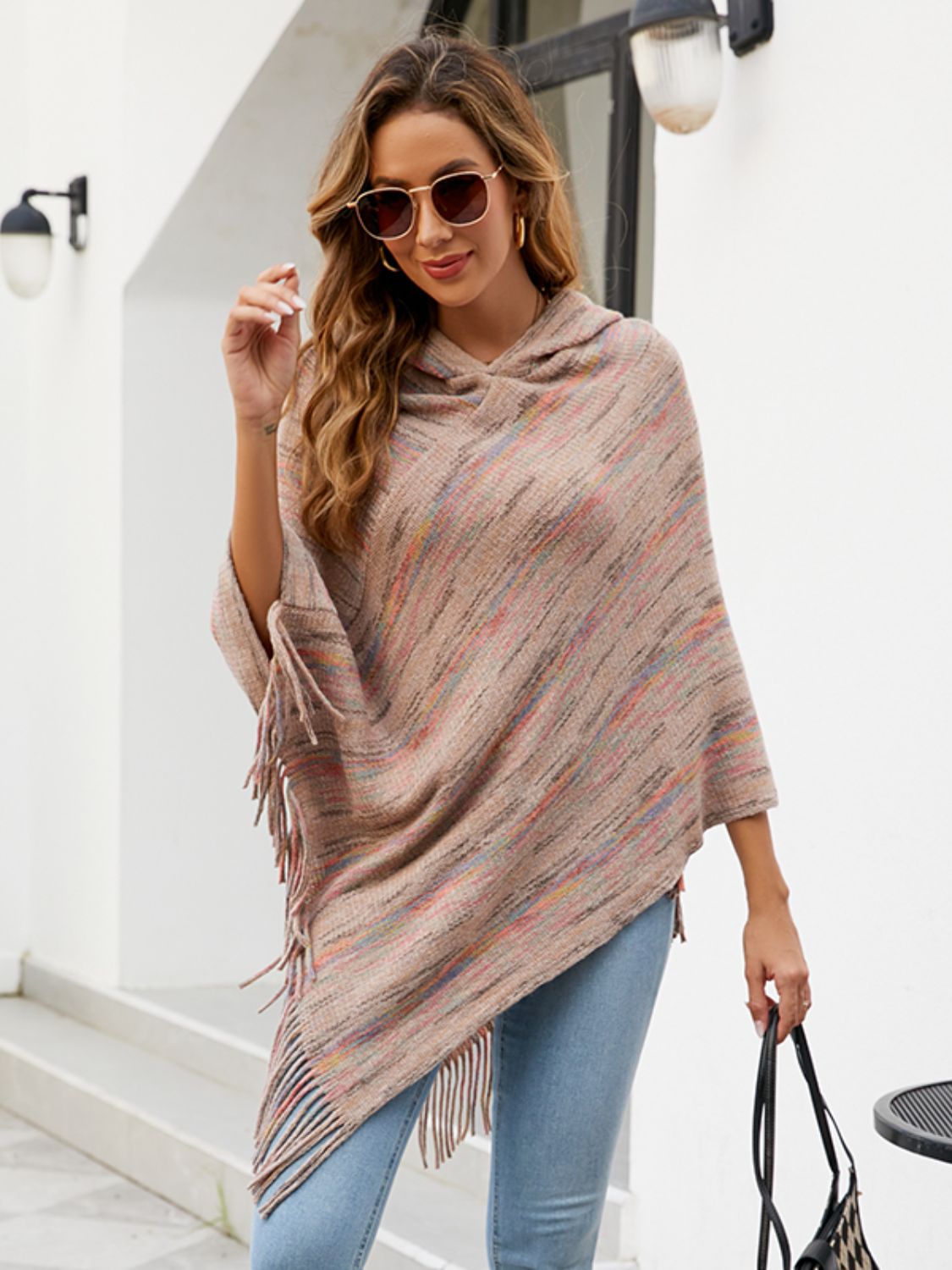 Monah Paloma 100% Polyester Pretty-n-Plush Fringe Hem Hooded Poncho (Multicolor)