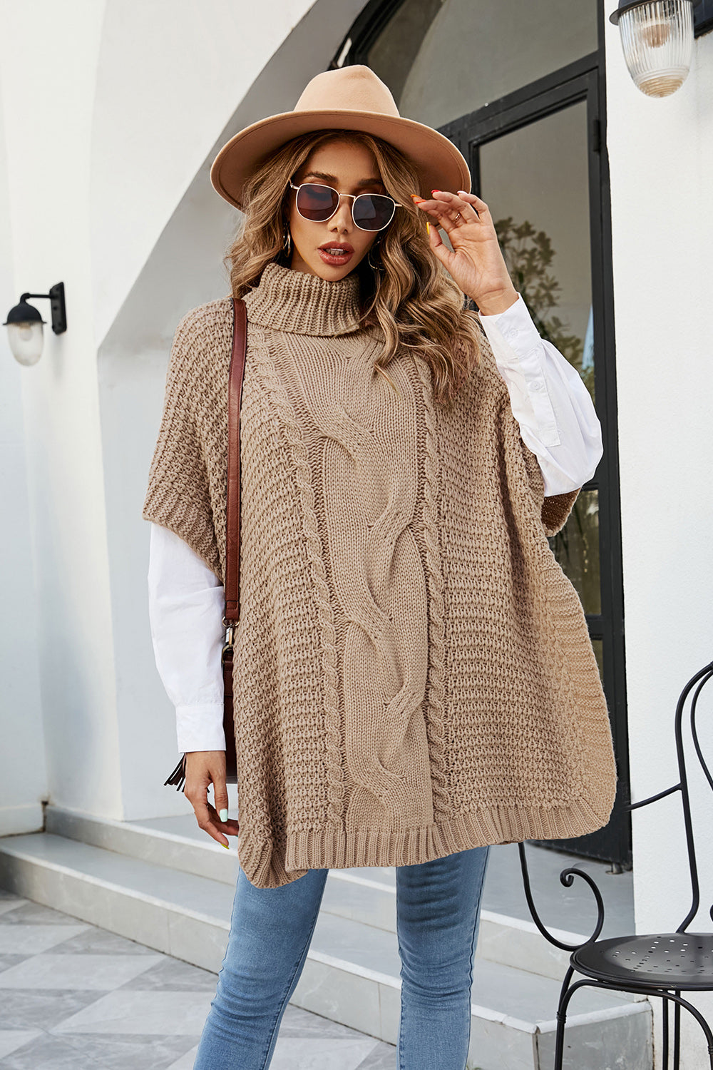 Our Best 100% Acrylic Cable-Knit Turtleneck Slit Detail Sweater (Available In Multi-Colors)