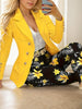 New Women's Fashionable Solid Color Top And Printed Pants Set
