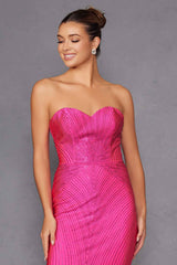 Juliet JT2472R Long Strapless Rhinestone Details Sweetheart Fitted Gown