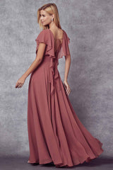 Juliet 261 Flutter Sleeve Formal Dress Cascade Back