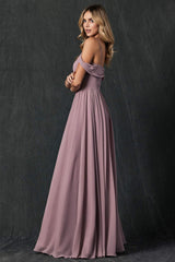 Juliet 262 Pleated Off the Shoulder Formal Dress