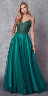 Juliet 268 Embroidered Sparkle Tulle Ball Gown