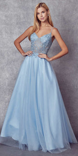 Juliet 268 Embroidered Sparkle Tulle Ball Gown