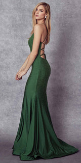 Juliet 276 Stone Accented Long Mermaid Gown