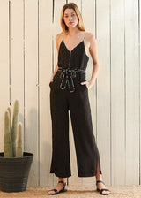 Women's Multi-color Binding Jumpsuit in Black - treasures-4-u-2-day