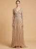 V-Neck Beaded Dress with Long Cape Sleeves |  28835
