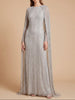 High Neck Linear Beaded Dress with Long Cape |  28837