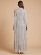 High Neck Linear Beaded Dress with Long Cape |  28837