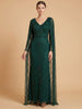 V-Neck Beaded Dress with Long Cape |  28839
