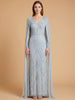 V-Neck Beaded Dress with Long Cape |  28839