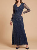 Long Sleeve Beaded Gown | 28841