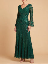 3D Floral Embellished Long Sleeve Gown | 28854