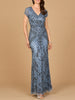 Cap Sleeve Mermaid Beaded Gown