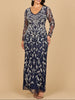 Lara 28870-  Long Sleeve Contrast Beaded Gown