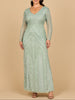 Lara 28875-  Long Sleeve Geometric Beaded Gown