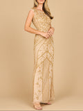 Lara 28876 - Beaded Cap Sleeve Sheath Gown