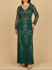 Lara 28877-  Long Sleeve Contrast Beaded Gown