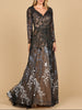 Lara 28878- Long Sleeve V-Neck Ombre Lace Gown