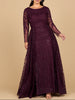 Long Sleeve Gown with Overskirt & Illusion Neckline