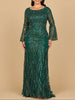 Lara 28887 - High Neck Beaded Dress with Bell Sleeves