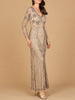 Long Sleeve Beaded Maxi Gown