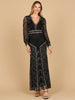 V Neck Beaded Long Sleeve Maxi Dress